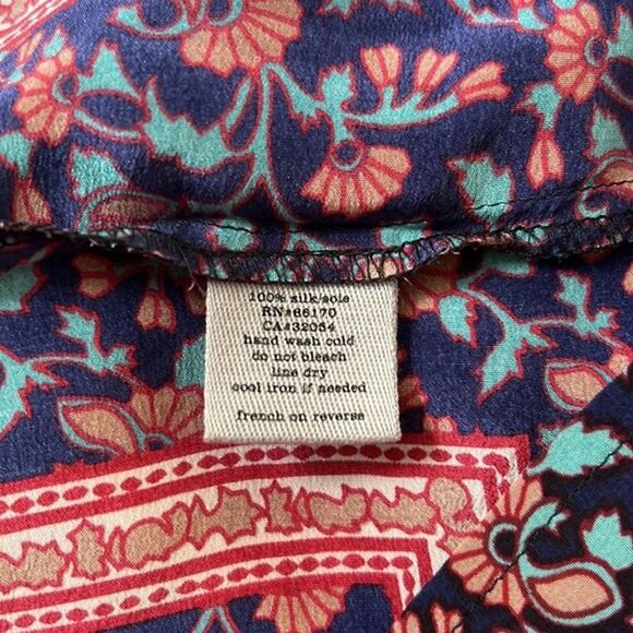 Urban Outfitters Ecote Dress Blue Pink Floral Flower‎ Silk Cottage Boho Peasant - Picture 6 of 6